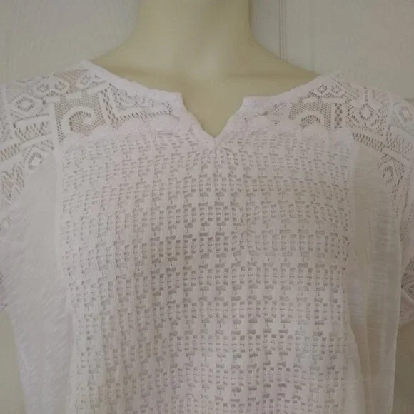 lucky brand white shirt with embroidery lace size 1x - Picture 2 of 6